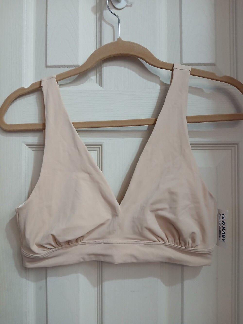 Old Navy O.N.L.Y. Tan Nude Wireless V-Neck Bralette Large  Comfort Bra Unpadded